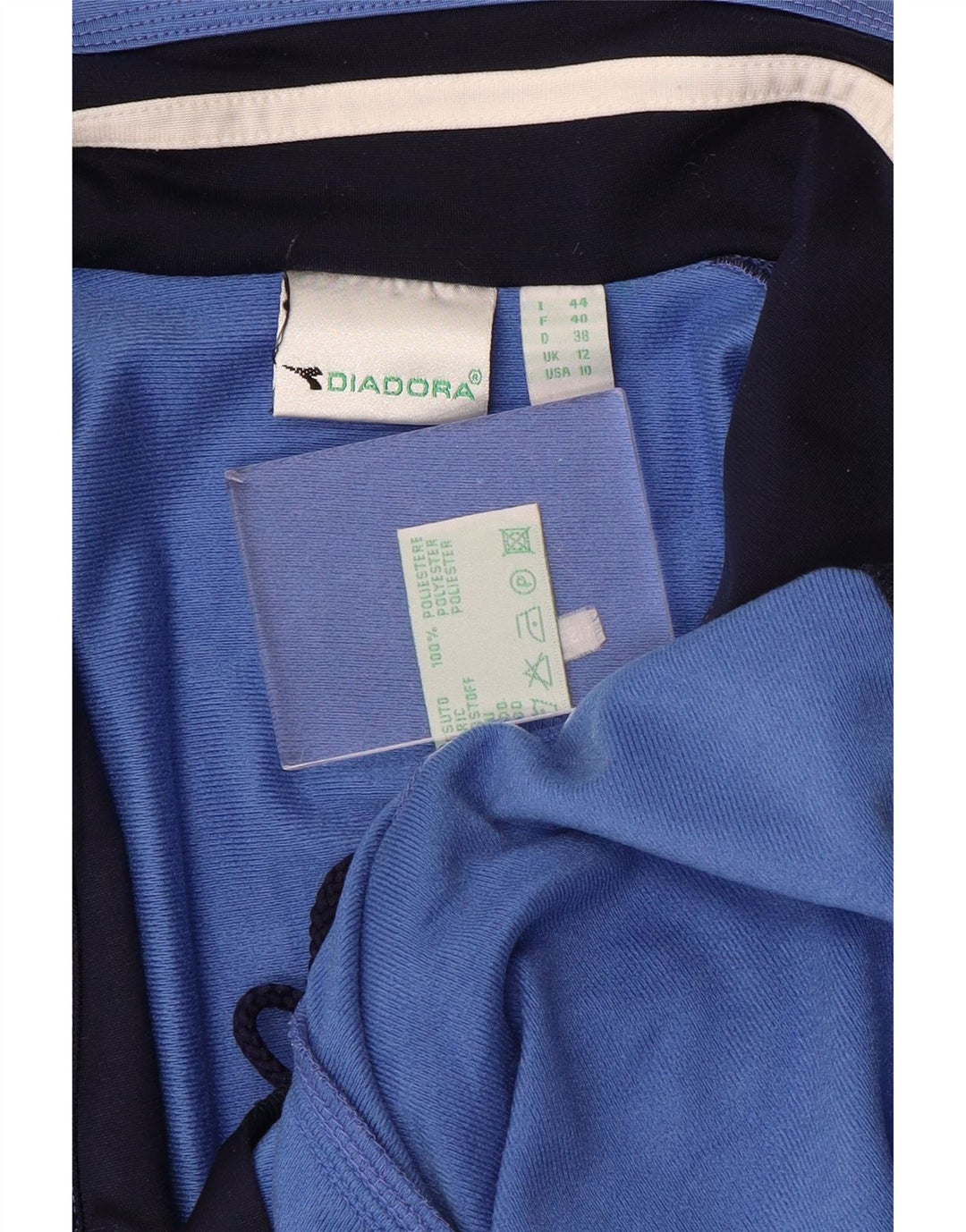 DIADORA Damen-Trainingsanzug-Oberteiljacke UK 12 Mittelblauer Farbblock