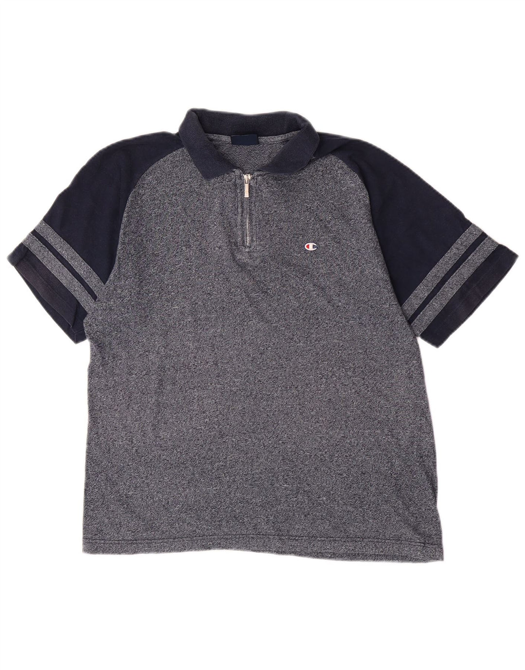 Champion Herren-Poloshirt aus mittelblauer, marineblauer Colourblock-Baumwolle