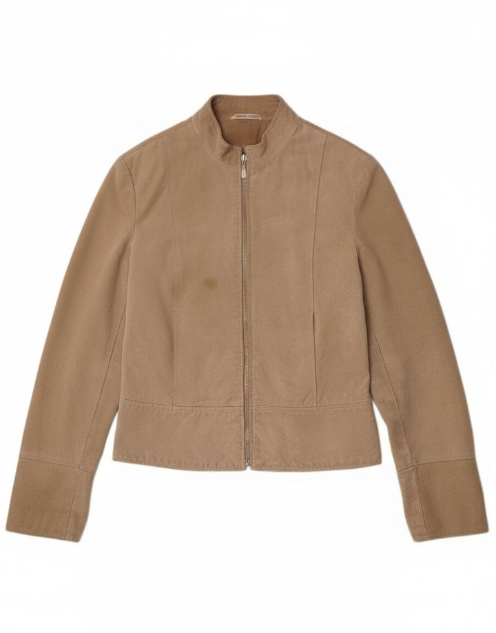 Privilegi Damen Wildlederjacke IT 42 Medium Beige Leder