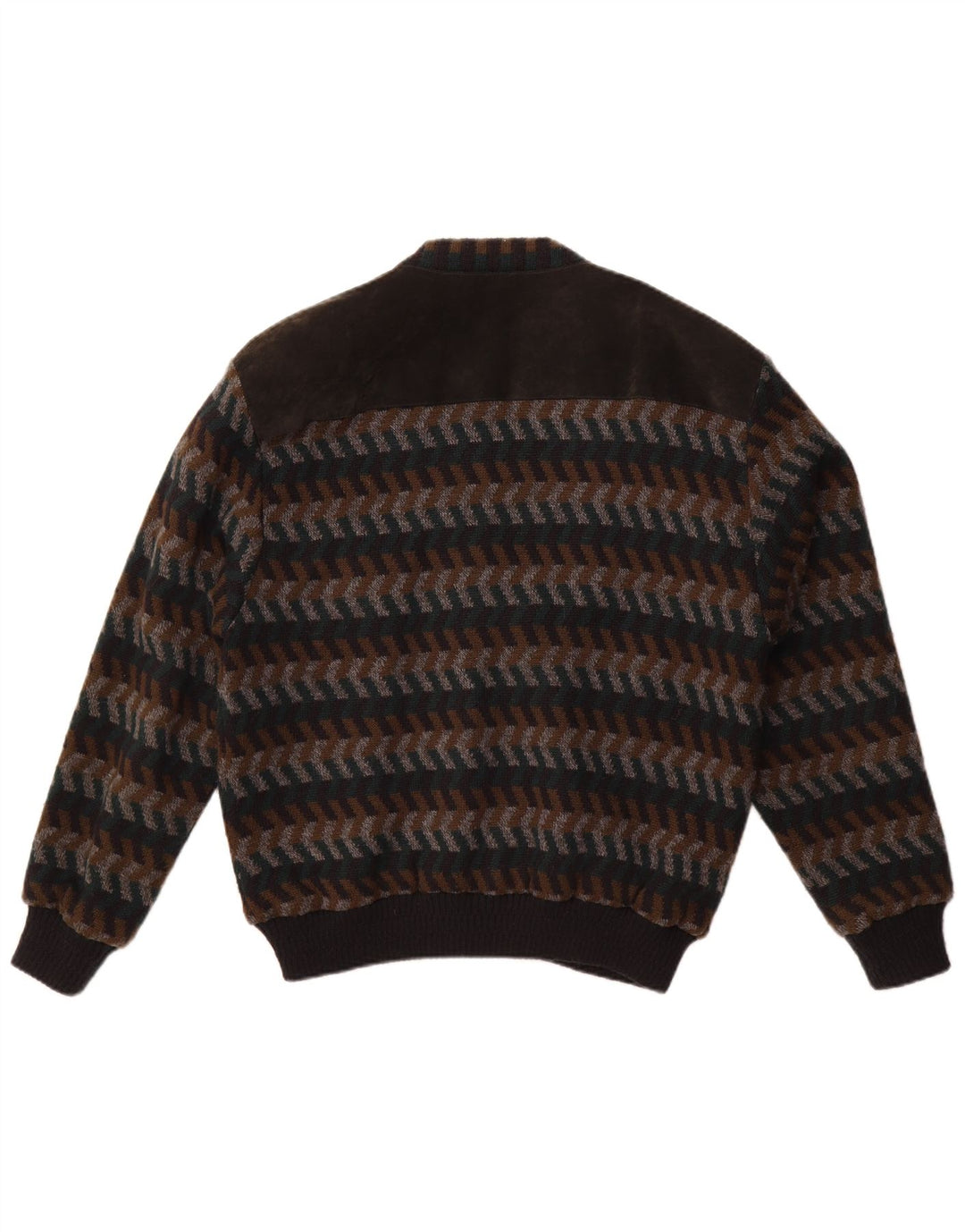 WESTBURY Herren-Cardigan-Pullover EU 48/50 Mittelbraunes Chevron-Acryl