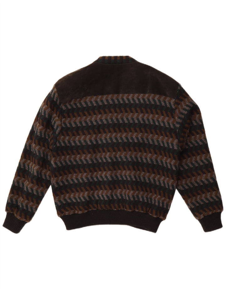 WESTBURY Herren-Cardigan-Pullover EU 48/50 Mittelbraunes Chevron-Acryl