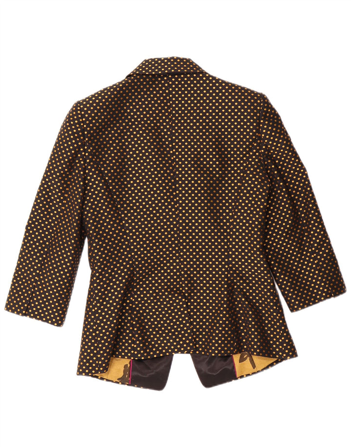 TED BAKER Damen-Blazerjacke mit 3/4-Ärmeln, Größe 2, klein, schwarz gepunktet