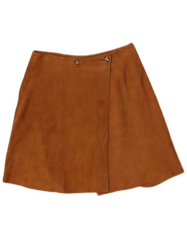 Montereggi Damen Wildleder-Wickelrock IT 42 Medium W26 Braunes Leder
