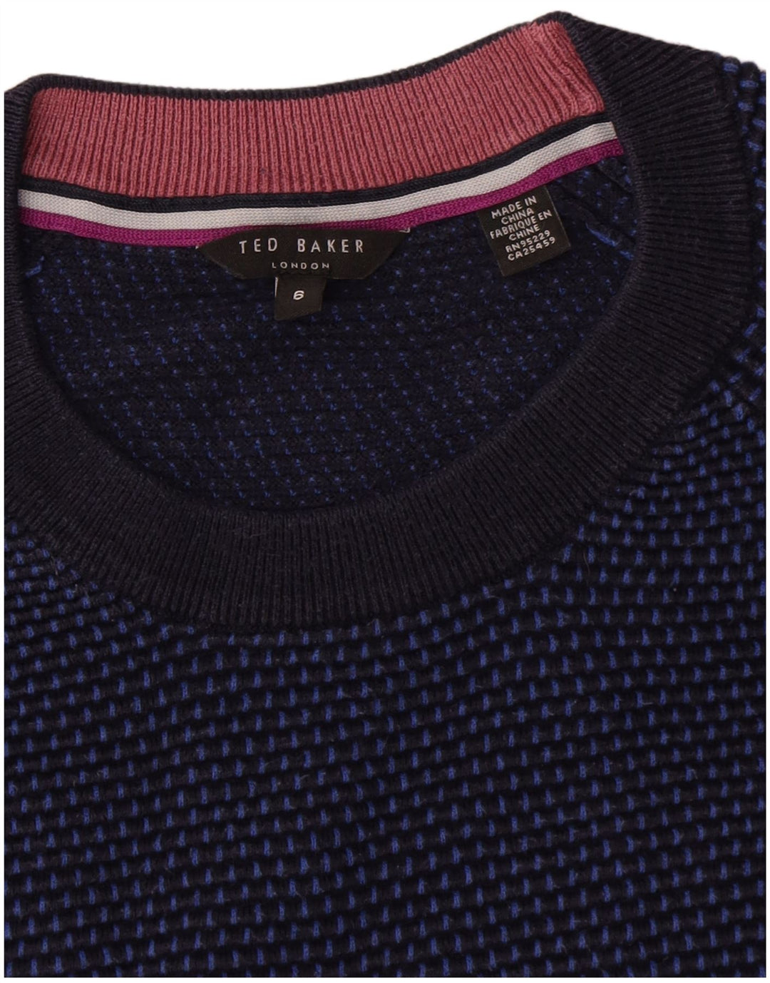 Ted Baker Herren-Pullover mit Rundhalsausschnitt, Größe 6 2XL, Marineblau, Farbblock