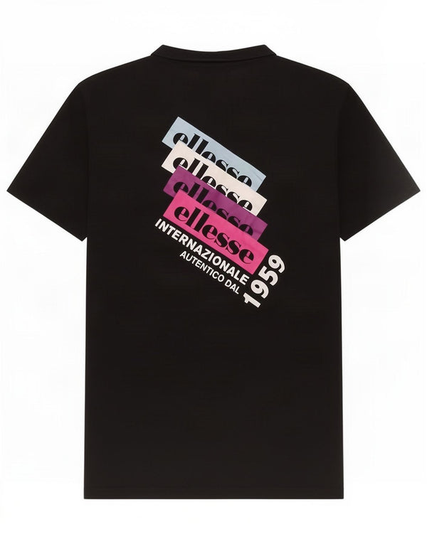 Ellesse Herren-T-Shirt mit Grafik, Größe S, schwarze Baumwolle