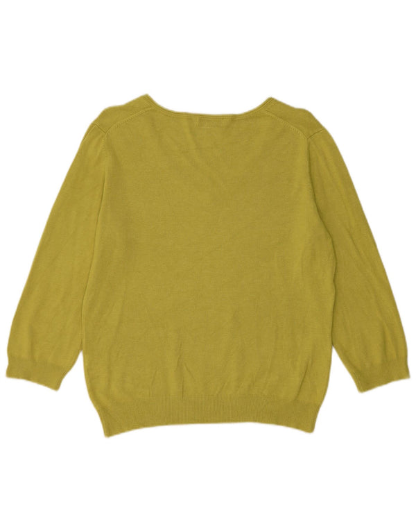 Marks & Spencer Damen Crop Pullover mit V-Ausschnitt, UK 16, Größe L, Grün