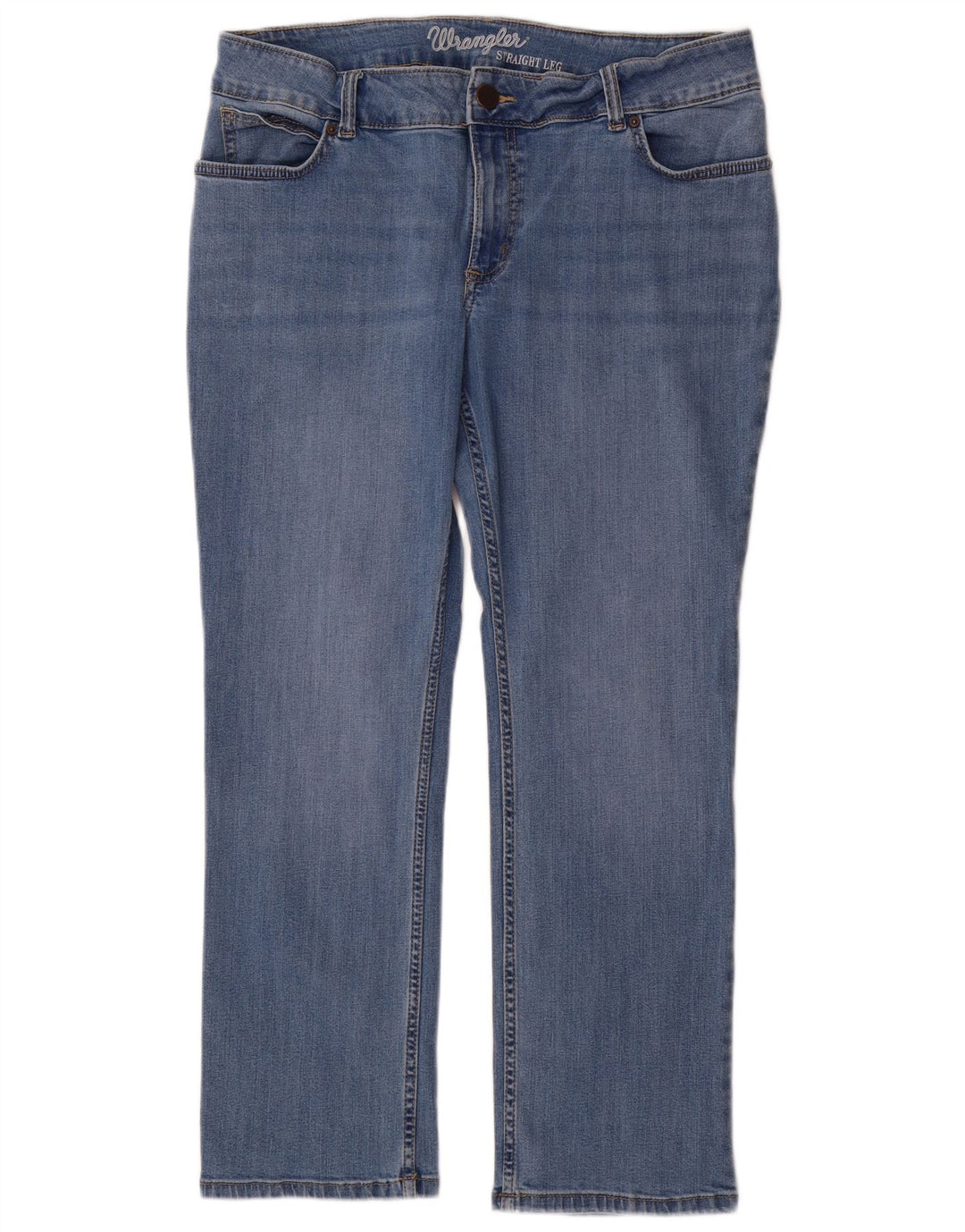 Wrangler Damen Straight Jeans W32 L30 Blaue Baumwolle