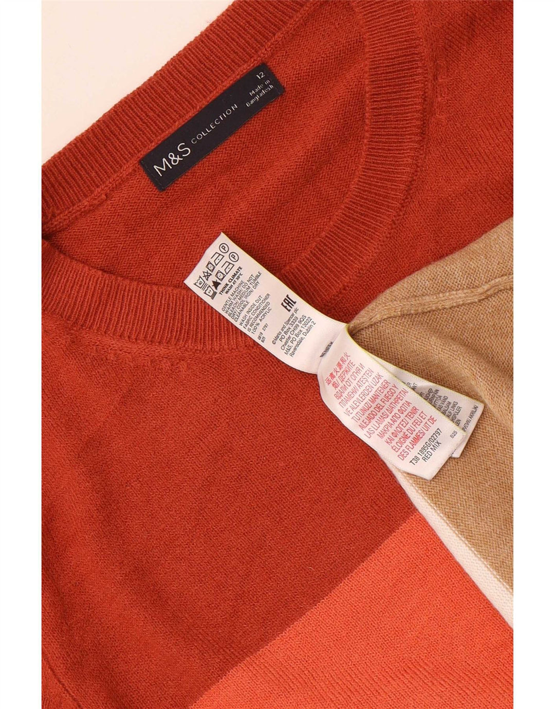Marks & Spencer Damen-Pullover mit Rundhalsausschnitt, Gr. 12, mittelmehrfarbig