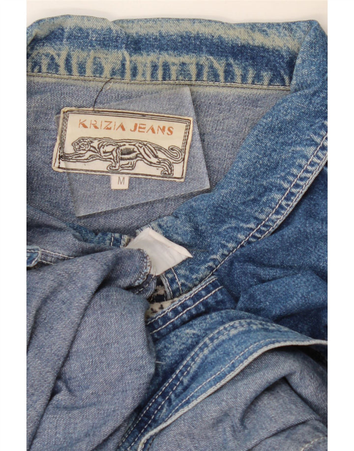 Krizia Herren-Jeansjacke in Übergröße, Größe UK 14, Mittelblau