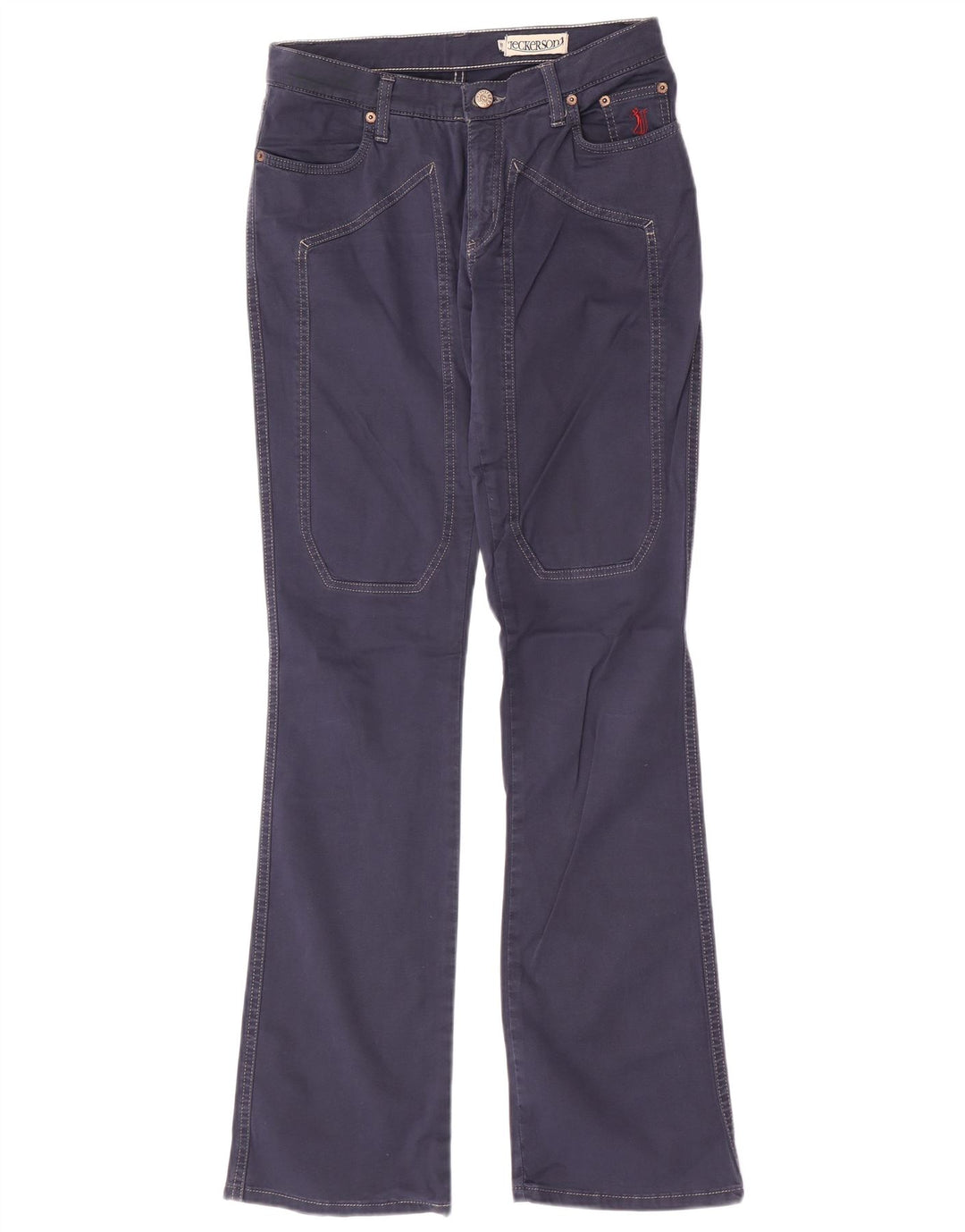 Jeckerson Damen Bootcut-Freizeithose W28 L33 Marineblaue Baumwolle