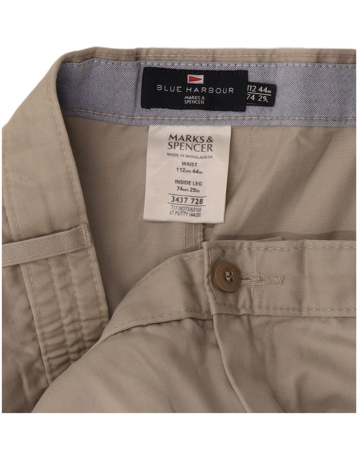Marks & Spencer Herren-Chinohose Harbor Pegged, Blau, W44, L29, Beige