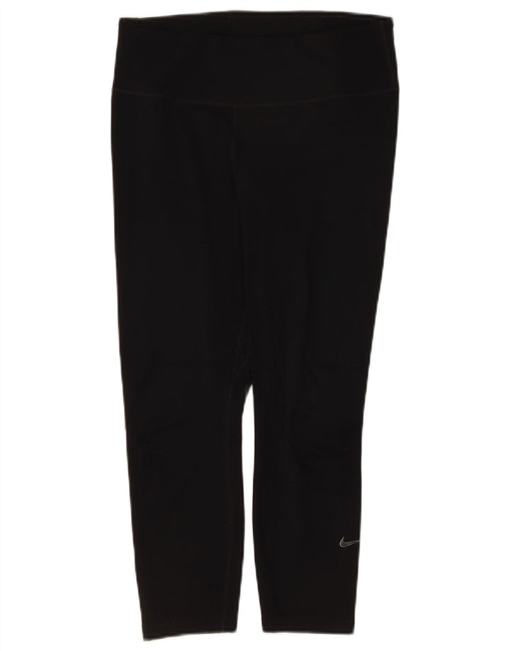 Nike Damen Dri Fit Capri Leggings UK 12 Medium Schwarz Polyester