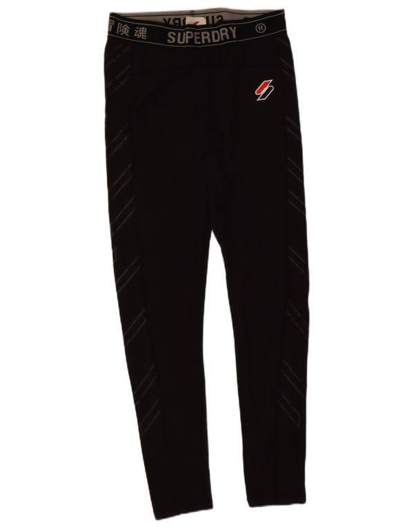 Superdry Damen Graphic Leggings UK 16 Large Schwarz Polyamid