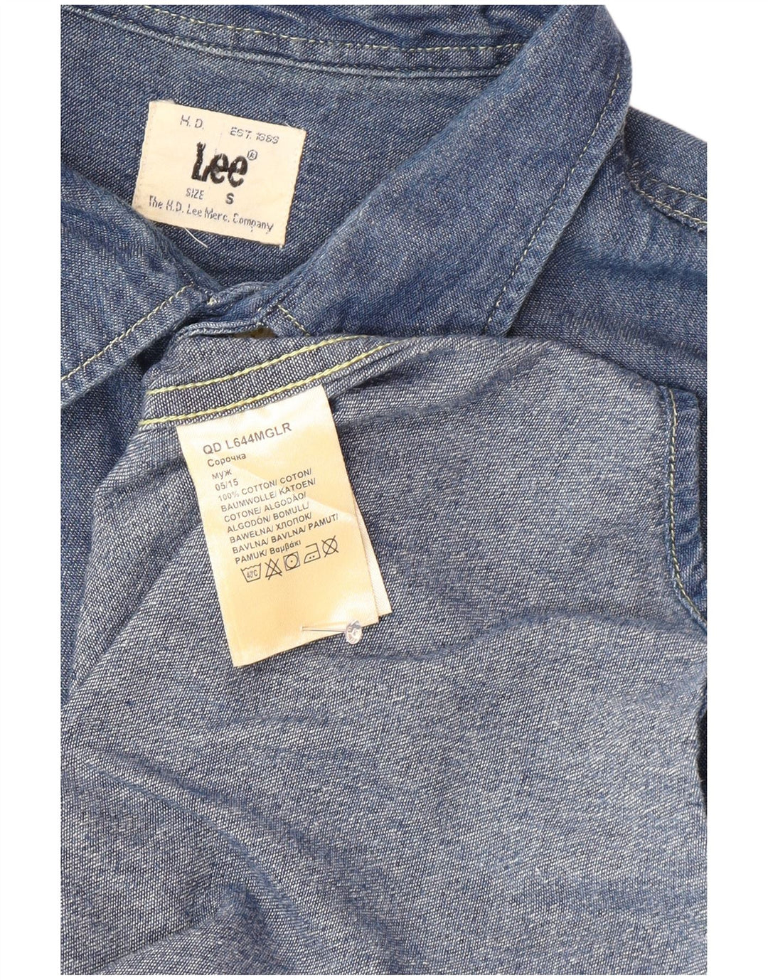 Lee Herren-Jeanshemd, klein, aus blauer Baumwolle
