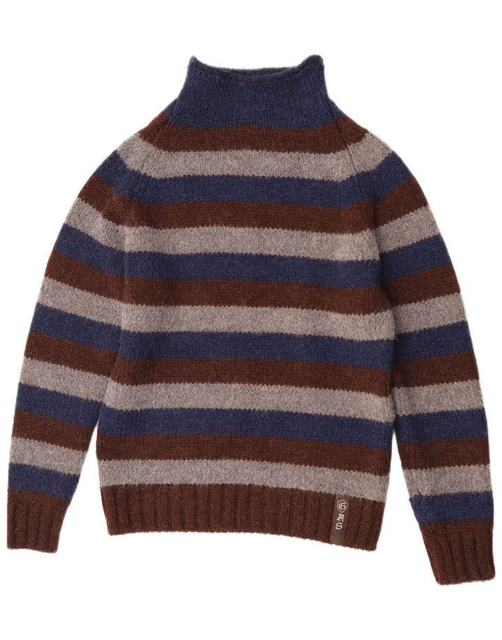 Gas Herren-Pullover mit Rollkragen, groß, mehrfarbig, gestreift, Schurwolle