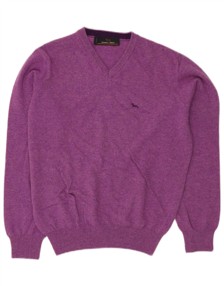 HARMONT & BLAINE Herren-Pullover mit V-Ausschnitt, kleine violette Wolle