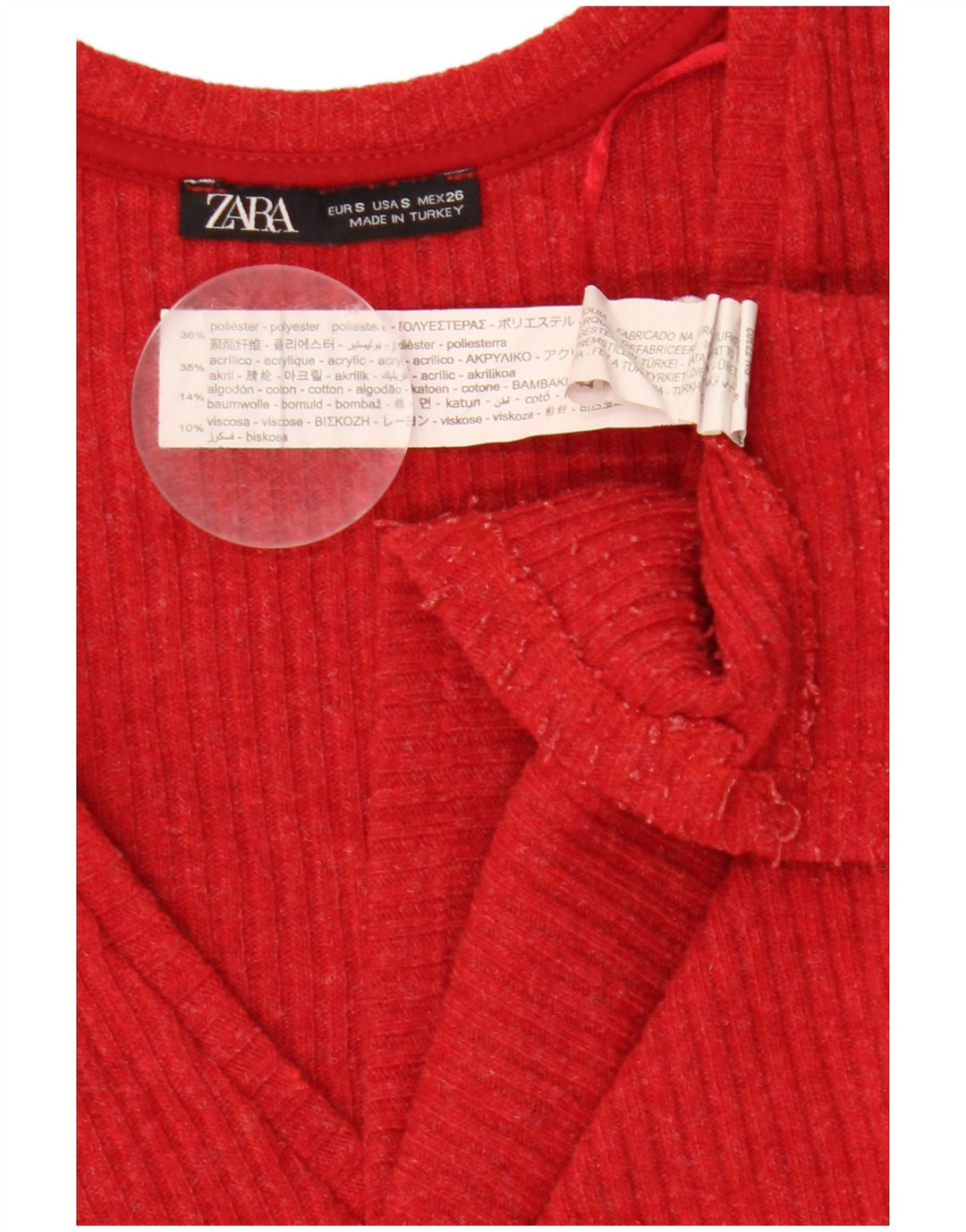 Zara Damen Langarm-Pulloverkleid UK 10 Small Rot Polyester