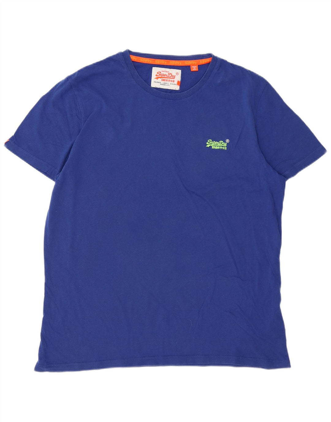 SUPERDRY Herren T-Shirt Top 2XL Blaue Baumwolle