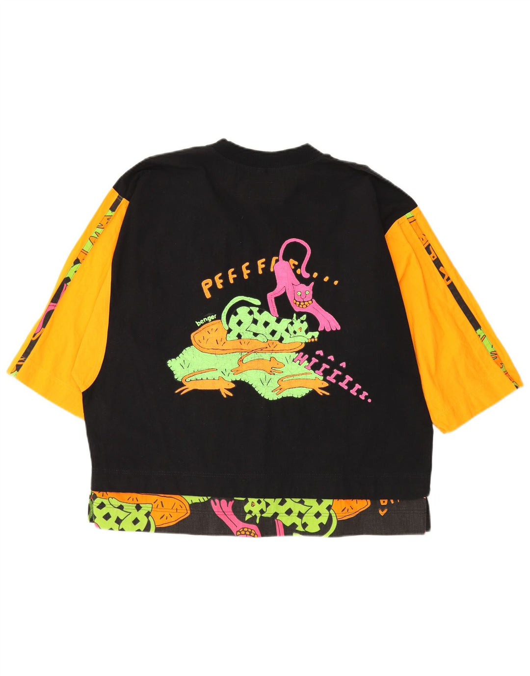 BENGER Damen Grafik-Top mit 3/4-Ärmeln, EU 38, Mittelschwarz, Farbblock