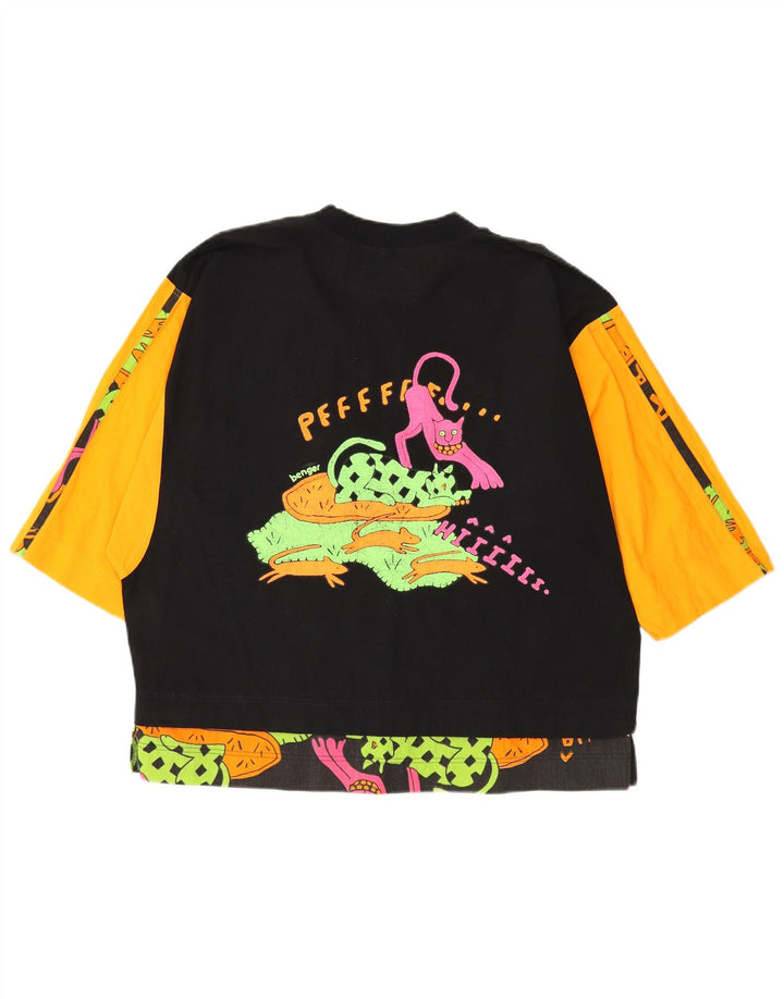 BENGER Damen Grafik-Top mit 3/4-Ärmeln, EU 38, Mittelschwarz, Farbblock