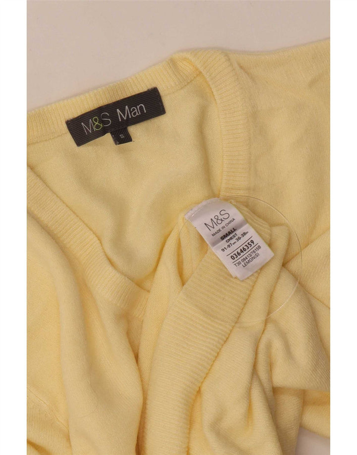 Marks & Spencer Herren-Pullover mit V-Ausschnitt, klein, Acryl, Gelb