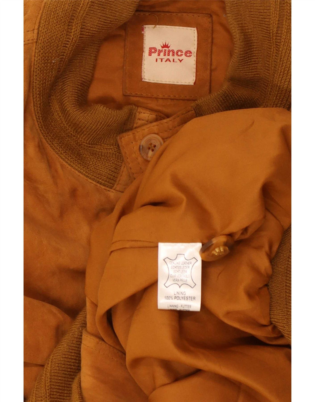 Prince Herren-Bomberjacke aus Wildleder, Gr. 40, großes beiges Leder