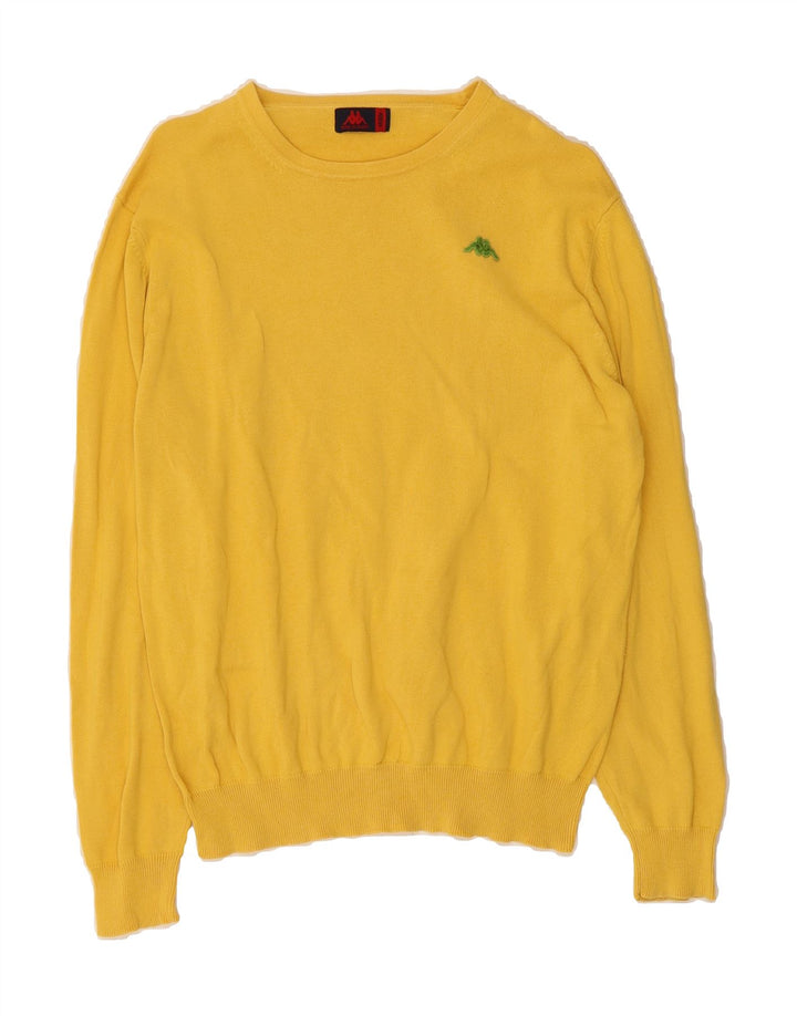 KAPPA Mens Boat Neck Jumper Sweater Medium Yellow Cotton Vintage Kappa and Second-Hand Kappa from Messina Hembry 