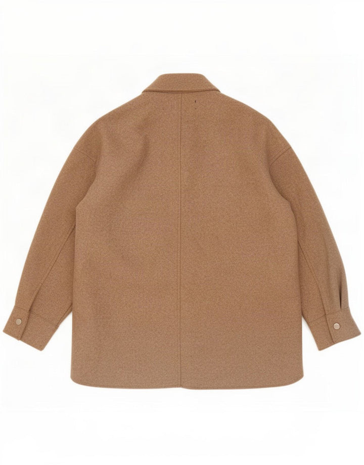 Zara Damen Shacket Übergroßes Hemd UK 10 Small Beige Polyester
