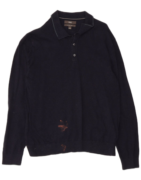 Marks & Spencer Herren-Pullover mit Rollkragen, groß, marineblau, Baumwolle