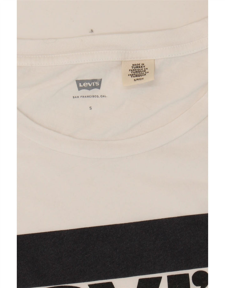 LEVI'S Mens Graphic T-Shirt Top Small White Cotton Logo Vintage Levi's and Second-Hand Levi's from Messina Hembry 