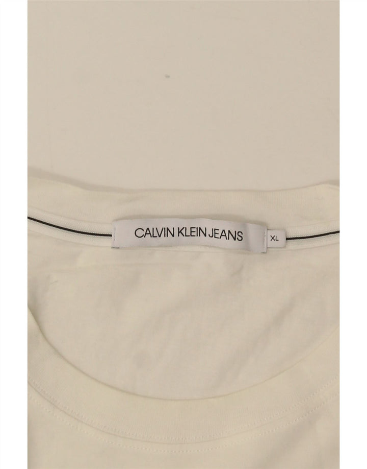 Calvin Klein Jeans Herren Grafik T-Shirt Top XL Weiß