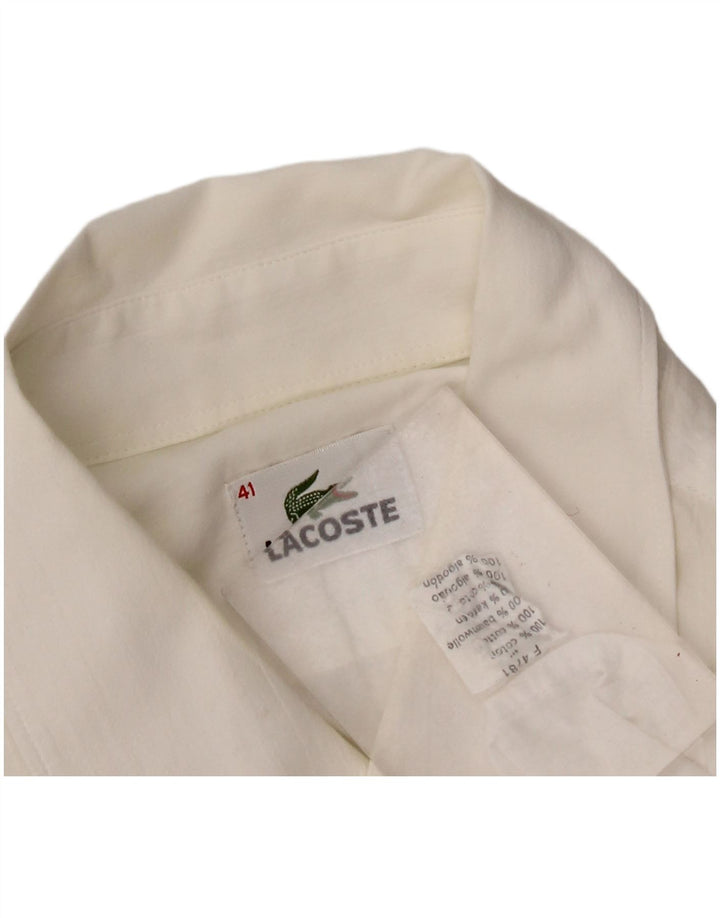Lacoste Herren-Kurzarmhemd, Größe 41, große weiße Baumwolle