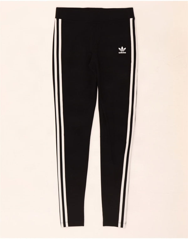 Adidas Damen Leggings UK 8 Small Schwarz Baumwolle
