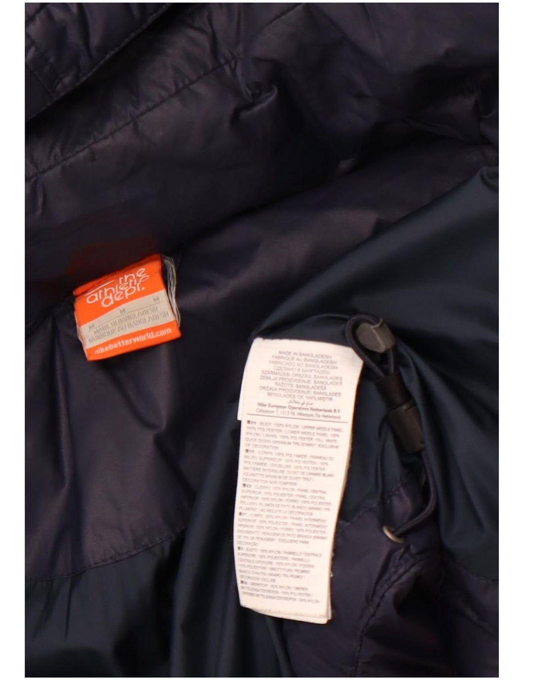 NIKE Wattierte Damenjacke mit Kapuze, UK 14, Medium, Marineblau, Colourblock-Nylon