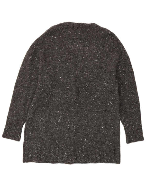 Langer, übergroßer Strickjackenpullover für Damen von Zara, Gr. 10, klein, grau gefleckt