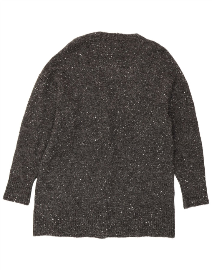 Langer, übergroßer Strickjackenpullover für Damen von Zara, Gr. 10, klein, grau gefleckt