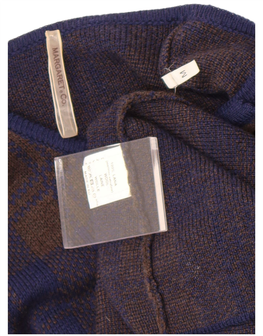 Vintage Damen Longline Cardigan Pullover UK 14 Medium Navy Blue Check