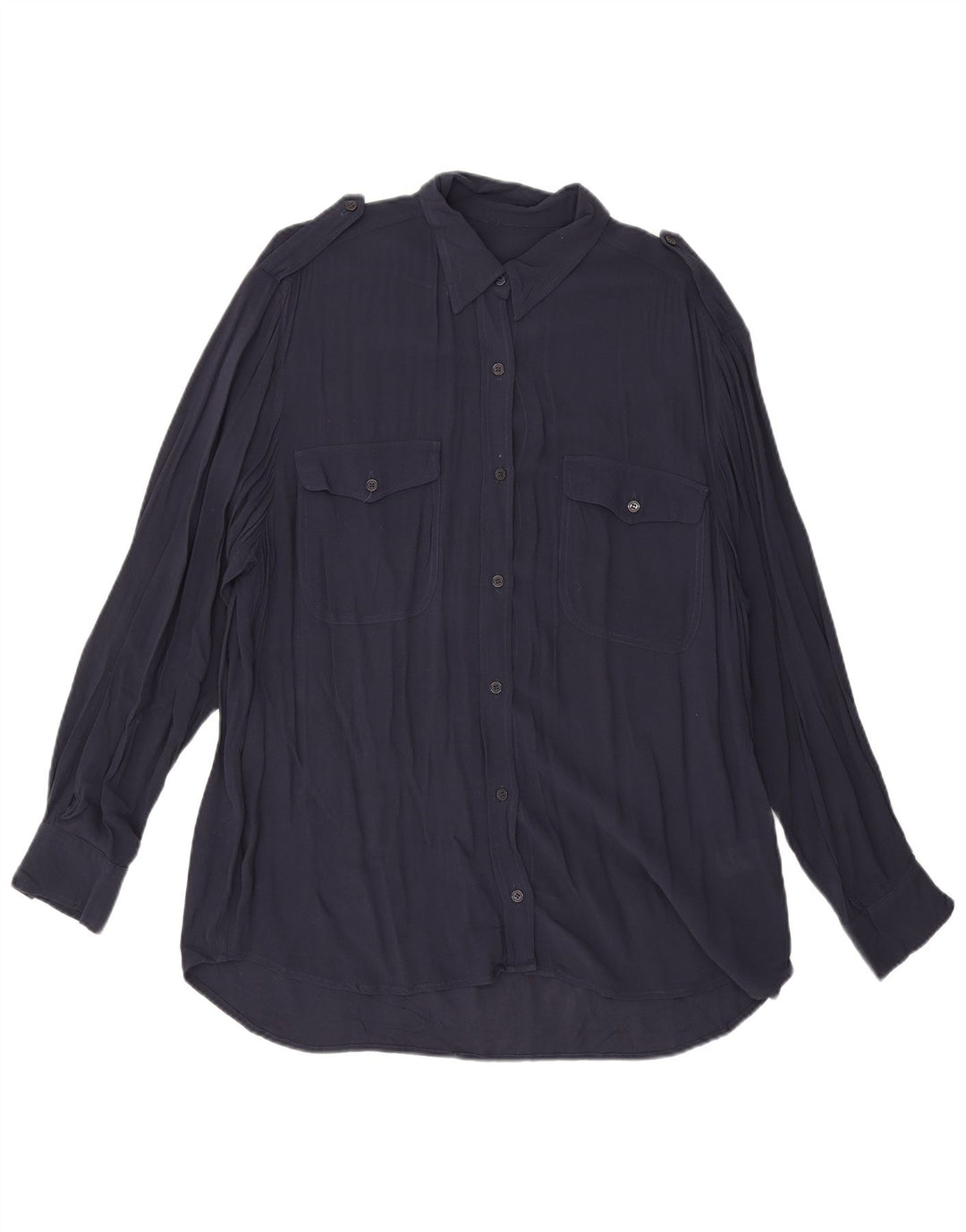 French Connection Damen-Hemdbluse, UK 12, mittlere marineblaue Viskose