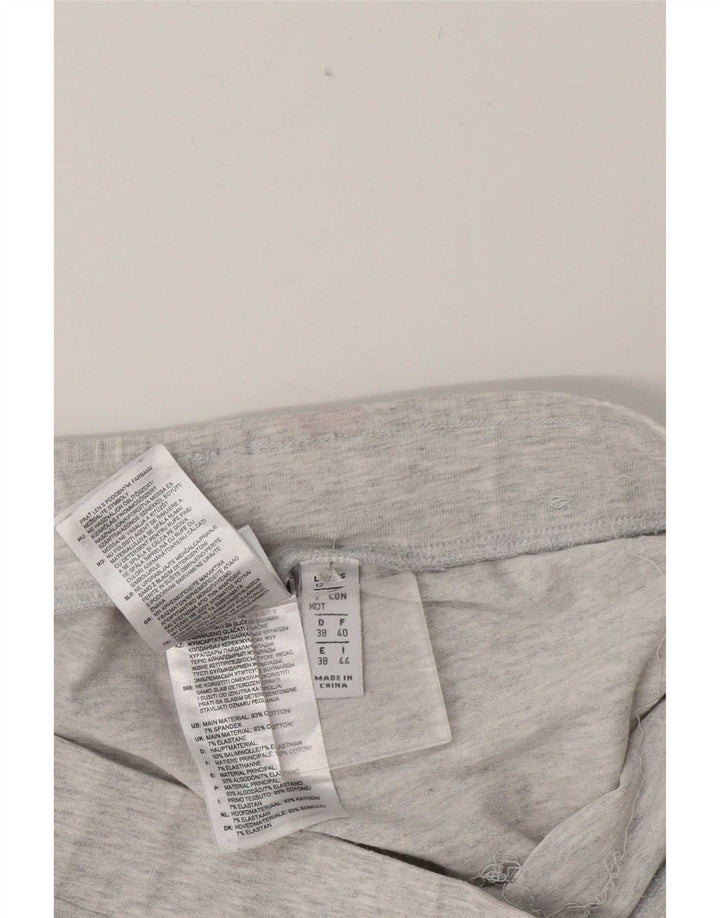 Adidas Damen Graphic Leggings UK 12 Mittelgraue Colourblock-Baumwolle