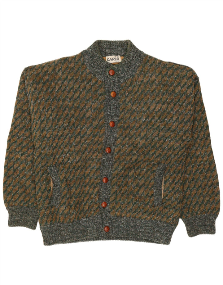 CARLO Herren-Strickjacke, groß, grün, geometrisch