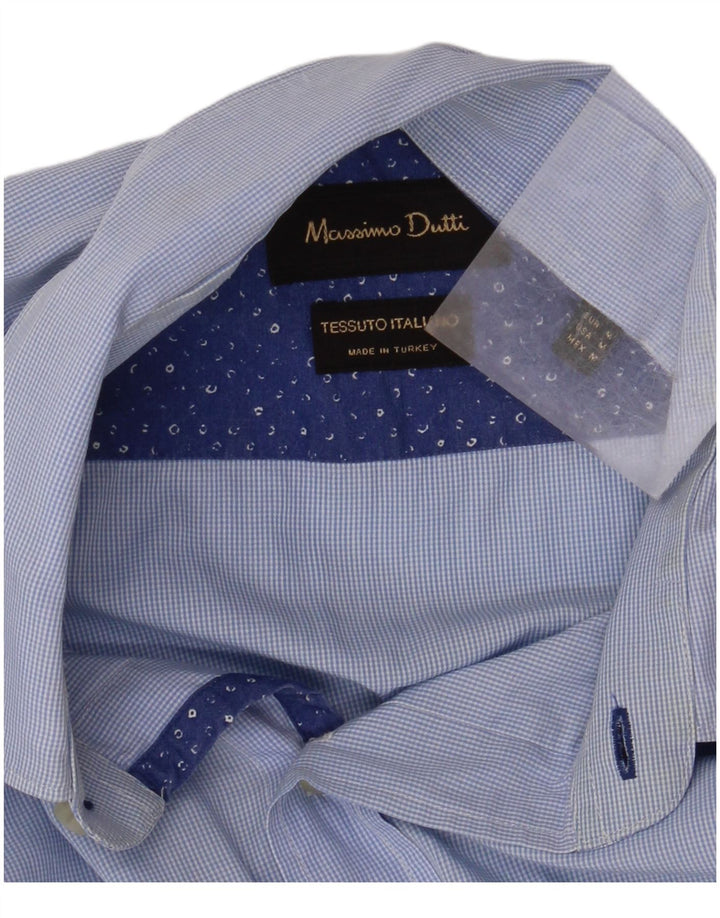 MASSIMO DUTTI Herrenhemd Mittelblauer Gingham-Karo