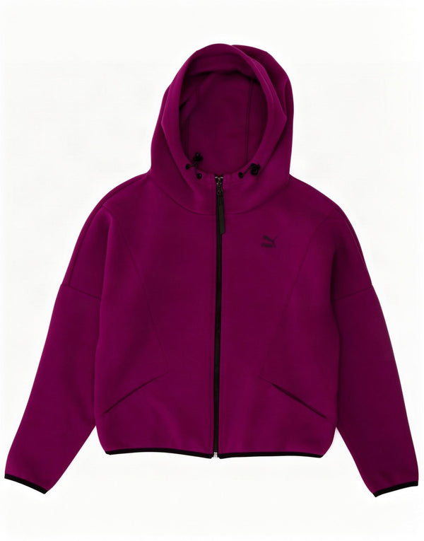 Puma Damen-Pullover mit Kapuze, übergroß, mit Reißverschluss, UK 10, Größe S, Lila, Baumwolle
