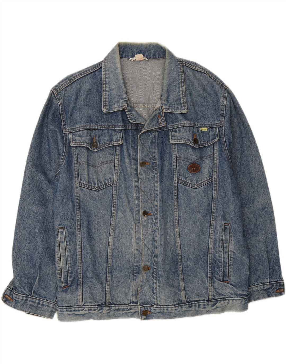 WAMPUM Mens Denim Jacket UK 42 XL Blue Cotton