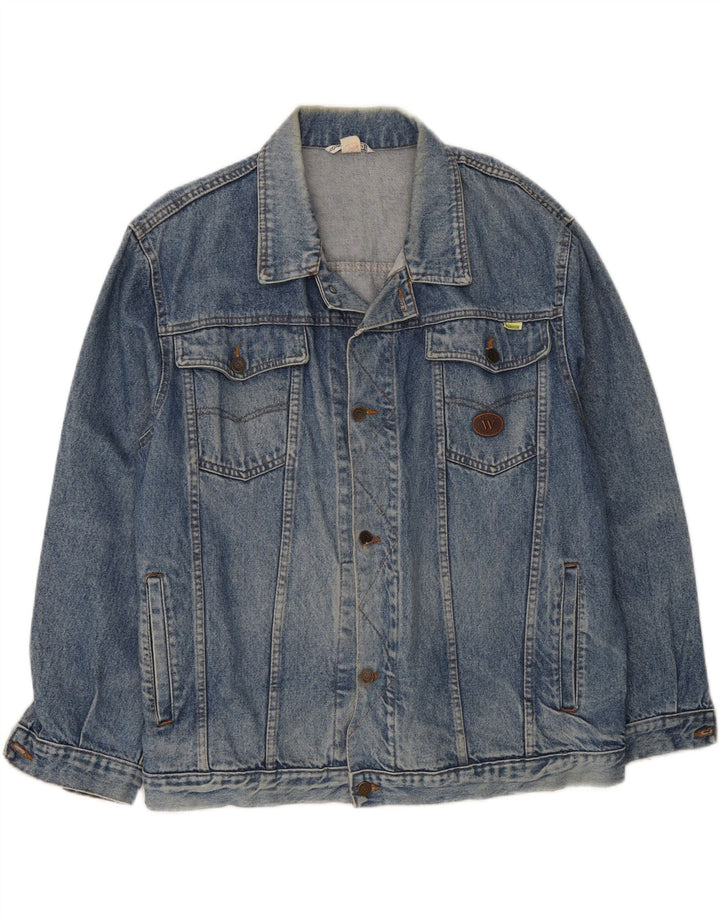WAMPUM Mens Denim Jacket UK 42 XL Blue Cotton