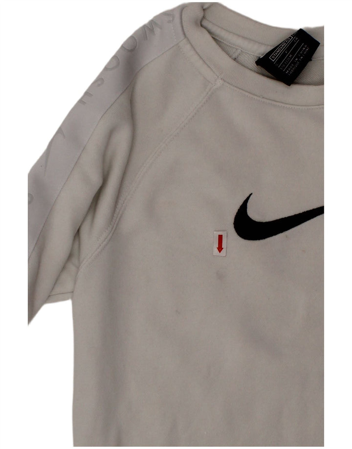 NIKE Jungen-Sweatshirt mit Swoosh-Standard-Passform, 8–9 Jahre, Größe S, Weiß
