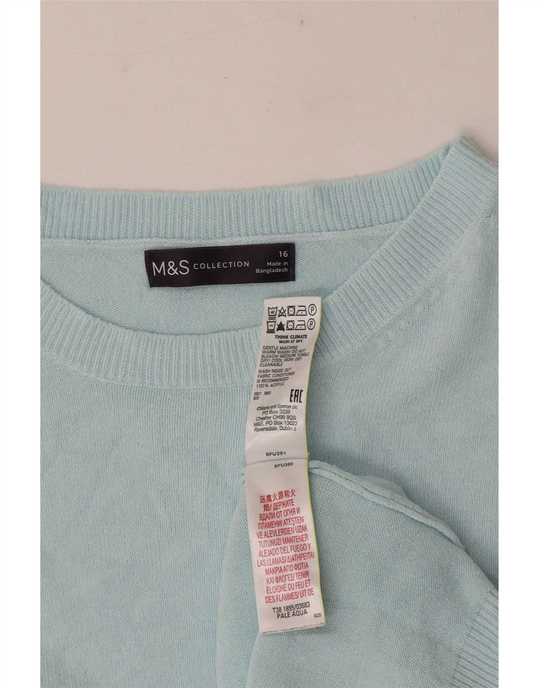 Marks & Spencer Damen-Pullover mit Rundhalsausschnitt, Größe 40, Türkis
