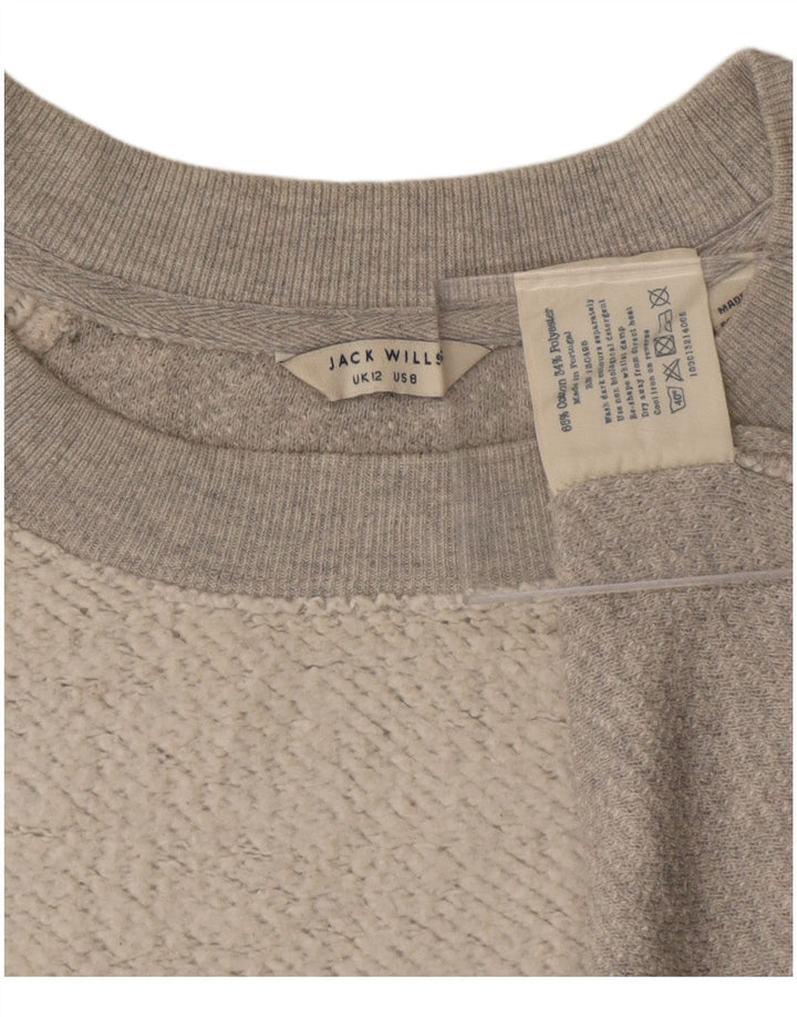 Jack Wills Damen Crop Sweatshirt Pullover UK 12 Mittelgraue Baumwolle