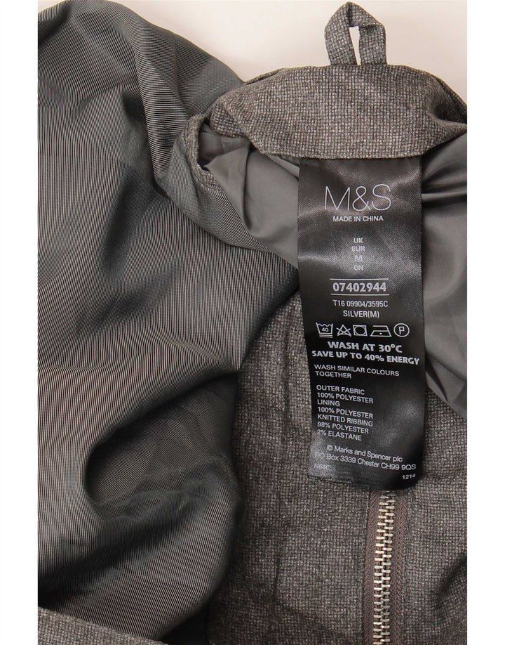 Marks & Spencer Herren Bomberjacke UK 38 Medium Silber Polyester