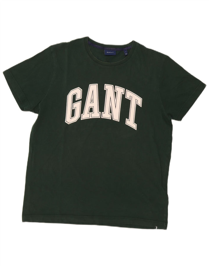 Gant Herren Grafik-T-Shirt-Oberteil, groß, grüne Baumwolle