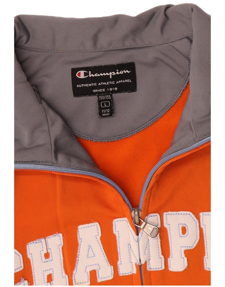 Champion Jungen-Trainingsanzug-Top-Jacke, 11–12 Jahre, Größe L, Orange, Farbblock